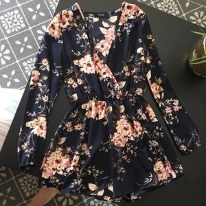 Floral long sleeve romper